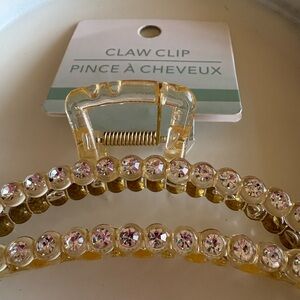 New Gold and Pink Crystal Claw Clip